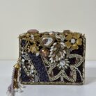 Bridal Clutch, Wedding Clutch, Jeweled Box Clutch, MinaudiĆØre Bag, Handmade Clutch, Crystal Clutch, Pakistani Clutch, Indian Bridal Accessory, Gold Clutch, Purple Evening Bag, Black and Gold Purse, Formal Clutch, Party Wear Clutch, Clutch with Tassel, Beaded Purse, Zardozi Style Bag, Opulent Clutch, Luxury Gift for Her, Statement Accessory, Vintage Style Purse, Royal Design Clutch, Udyana Treasure.