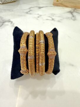 Two-Tone Textured Gold Bangles